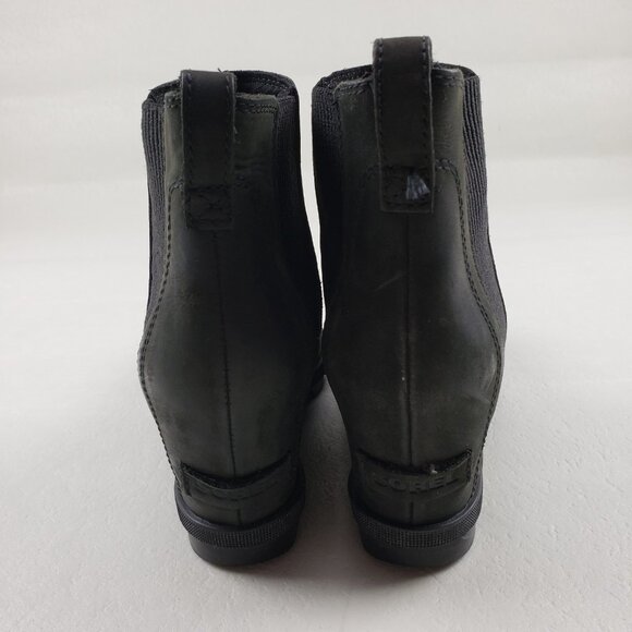 Sorel Joan of Arctic Wedge II Chelsea Boot Women 8.5 Black Leather Pull On Ankle - Picture 8 of 13